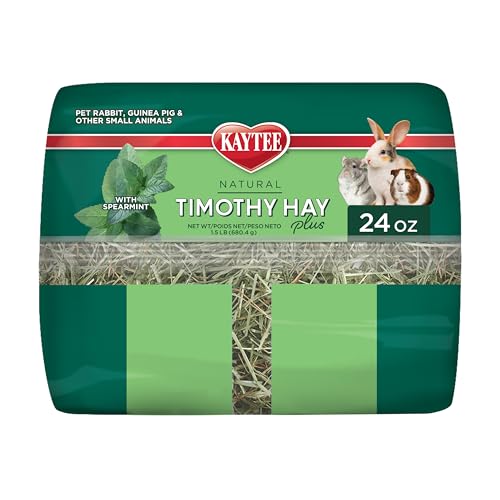 Kaytee All Natural Timothy Hay Plus Mint for Guinea Pigs, Rabbits & Other Small Animals, 24 Ounce
