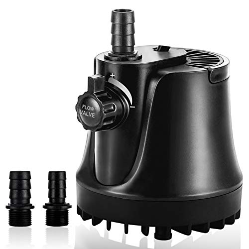 Aqqa Submersible Water Pump,265-800Gph Aquarium Pump Ultra-Quiet Fountain Pump,Adjustable Flow Rate With High Lift,2 Nozzles 6Ft Power Cord For Aquarium,Fish Tank, Pond, Hydroponics (15W 265Gph)