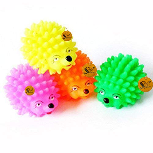 Sage Square Pet Dog Puppy Small Chew Squeak Ball Spikey Squeaky Toy, Cute Hedgehog Shape Funny Toys (Colour Sent in Random)  2 