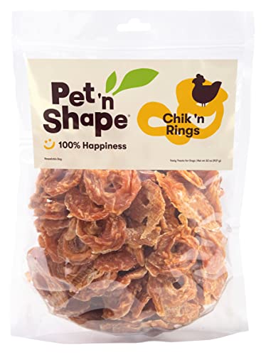 Pet 'n Shape Chik 'n Rings Dog Treats – Natural Chicken Breast Jerky, 2 lb, Ideal for Dogs