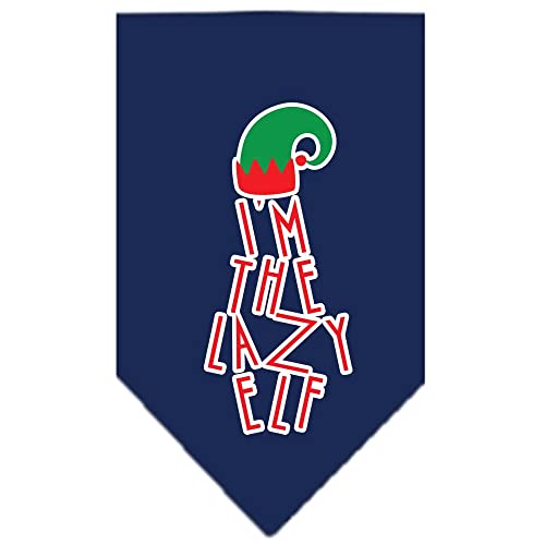Mirage Pet Products Lazy Elf Screen Print Pet Bandana, Navy, Large