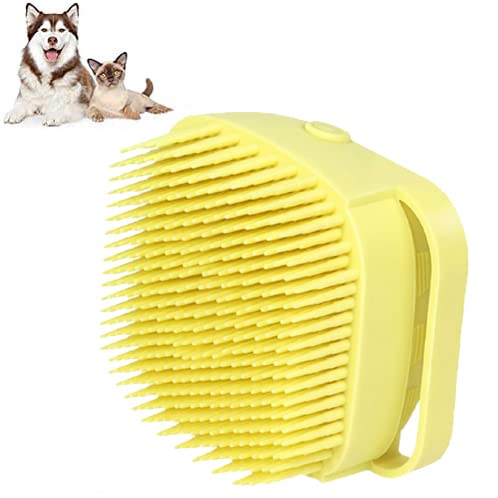 Sage Square Pet Brush Bath Massage Brush, Shampoo Dispenser for Pet Grooming, Deshedding Soft Silicone Bristles Perfect for Wash