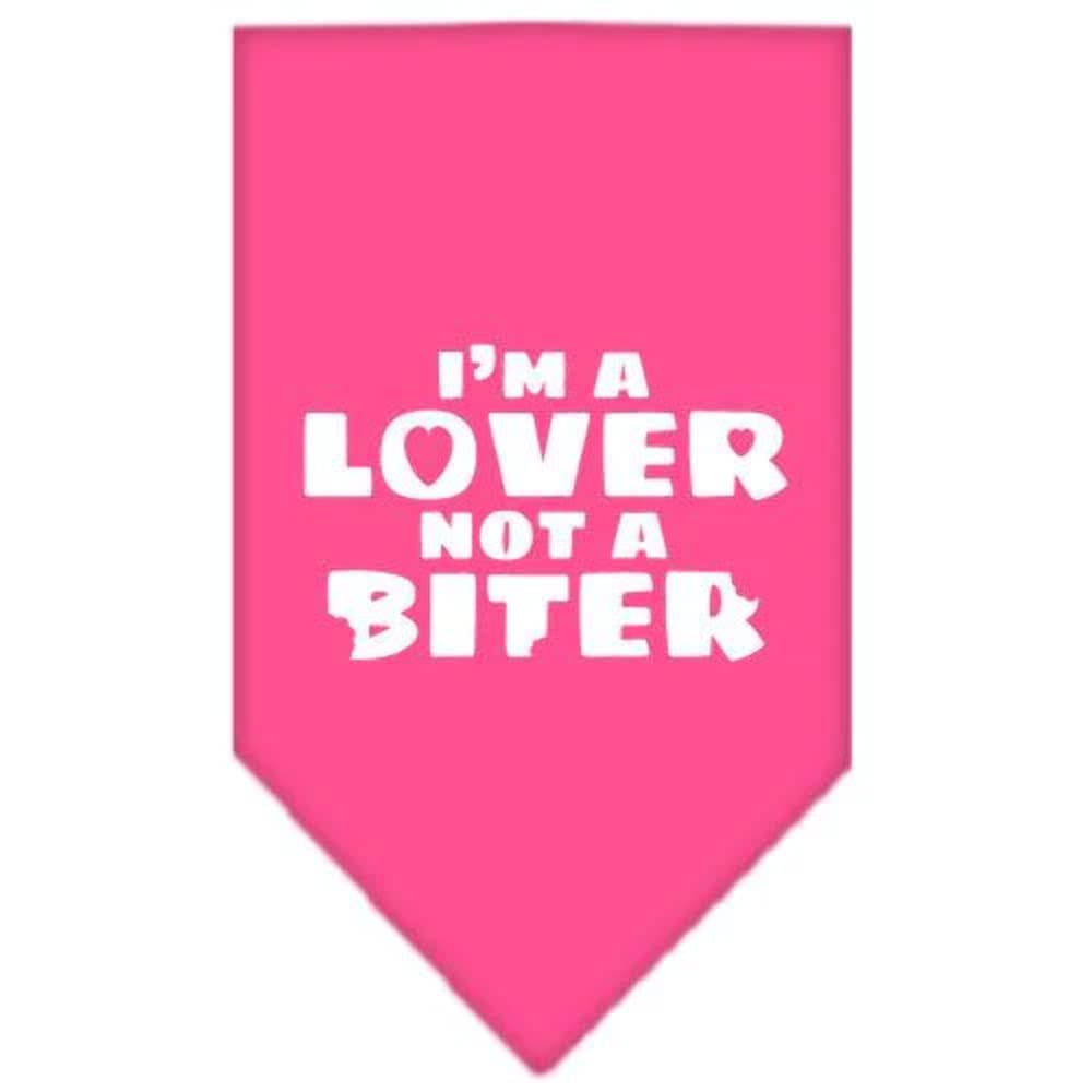 Mirage Pet Products I'm a Lover Not a Biter Screen Print Bandana for Pets, Large, Cocoa