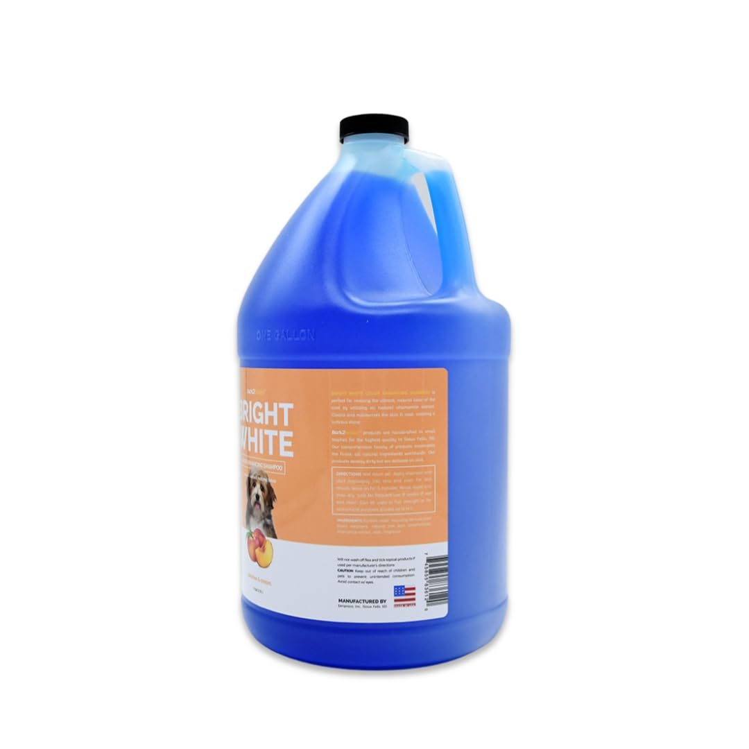 Bark2Basics Brighten White Dog Shampoo - Natural Chamomile, 1 Gallon, Revives Coat Color, Whitens & Removes Stains