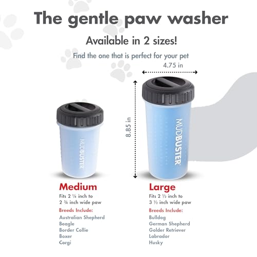 Dexas Lidded Mudbuster Portable Dog Paw Cleaner, Pro Blue, Large With Lid