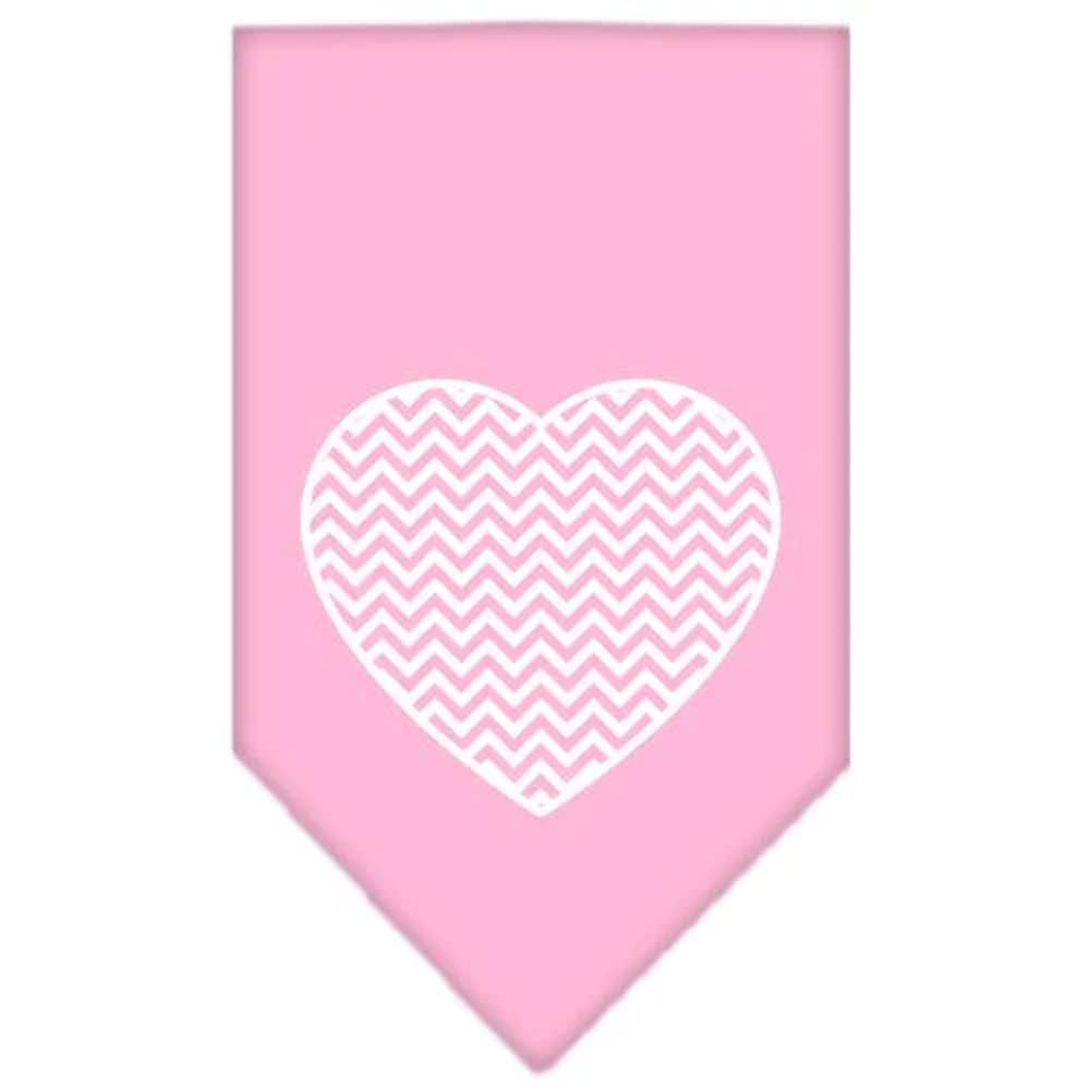 Pet and Dog Bandana Screen Printed, "Chevron Heart" Red Small