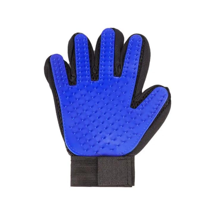 rizopets Pet Grooming Glove, Blue and Black, Deshedding Brush with Soft Silicone Tips