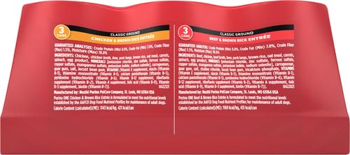 Purina ONE Classic Ground Chicken and Brown Rice, and Beef and Brown Rice Entrees Wet Dog Food Variety Pack - (Pack of 6) 13 oz.