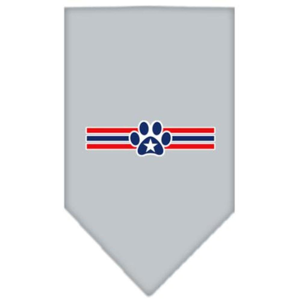 Mirage Pet Products Patriotic Star Paw Screen Print Bandana, Large, Grey