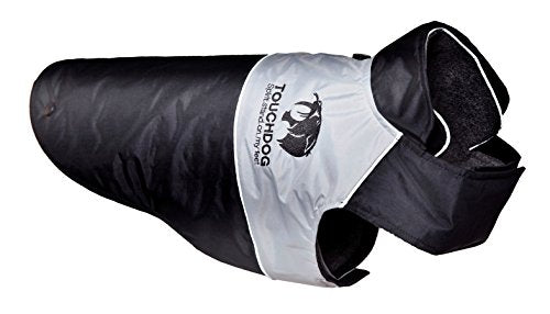 Touchdog Lightening-Shield Waterproof 2-In-1 Convertible Dog Jacket With Blackshark Technology  Black - Medium