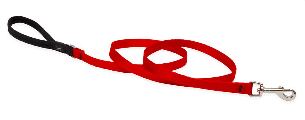 Lupinepet Basics 1/2' Red 4-Foot Padded Handle Leash For Small Pets