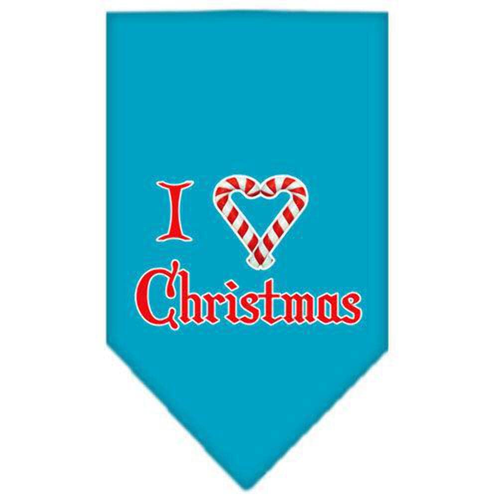 Mirage Pet Products Heart Christmas Screen Print Bandana for Pets, Large, Turquoise