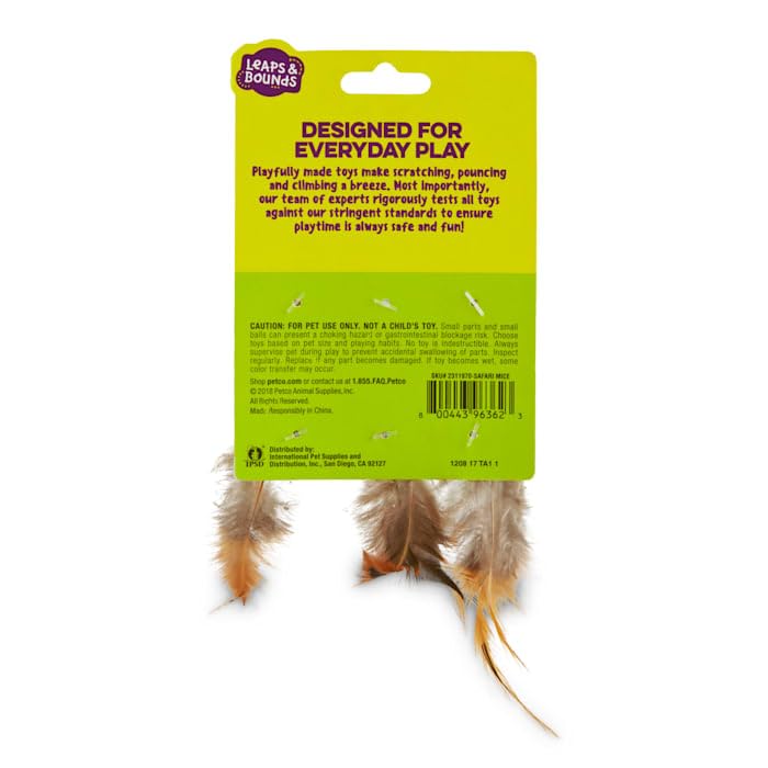 Leaps & Bounds Safari Mice Cat Toys With Catnip Pack Of 3