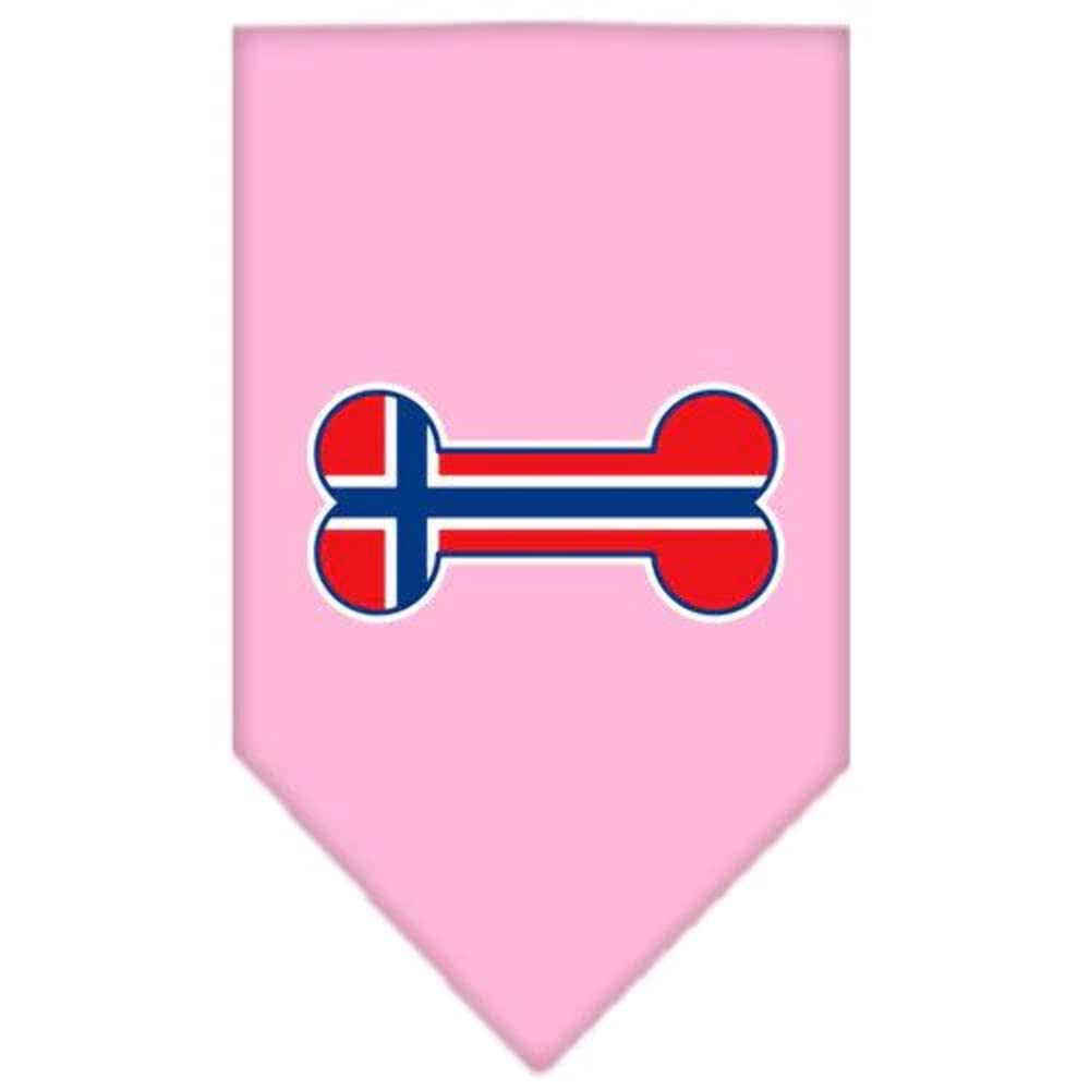 Pet and Dog Bandana Screen Printed, &quot;Bone Shaped Norway Flag&quot; Grey Small