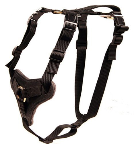 Nylon And Leather Working Dog Harness For Protection And Tracking - X-Large