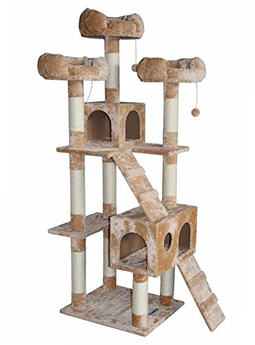 Cozycatfurniture Very Tall Corner Cat Tree Condo For Multi-Cat Households, Beige