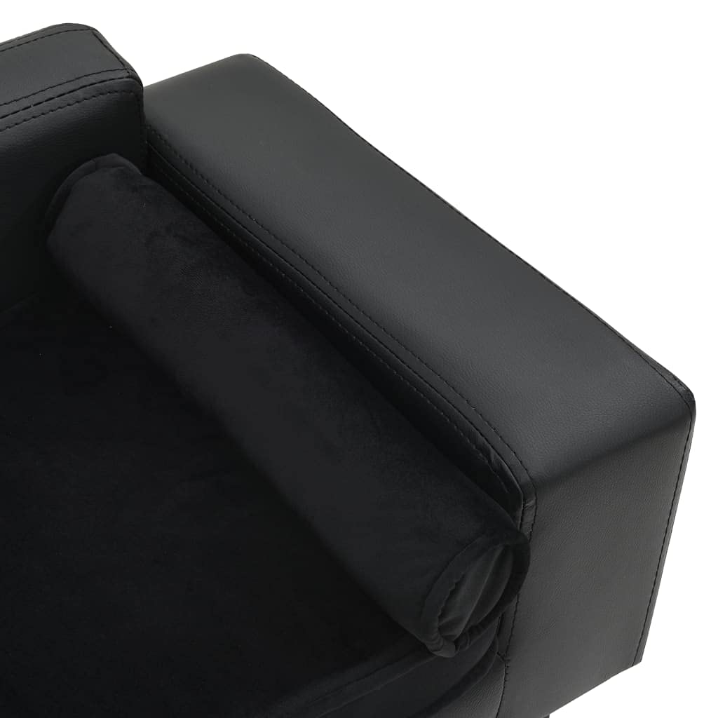 vidaXL Dog Sofa Black 31.9&quot;x16.9&quot;x12.2&quot; Plush and Faux Leather