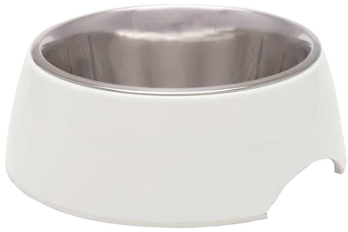 Loving Pets  Retro Bowl Dog Food Water Bowl No Tip Stainless Steel Elevated Pet Bowl No Skid Spill Proof (Large, White)