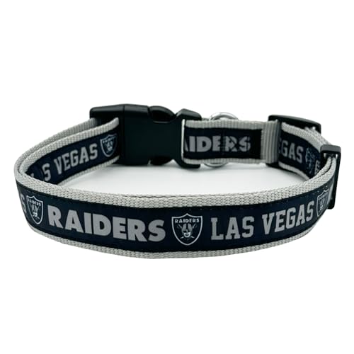 Pets First NFL Raiders Licensed PET COLLAR, Small - Heavy-Duty, Strong, and Durable Dog Collar. Available in 31 Football Teams a
