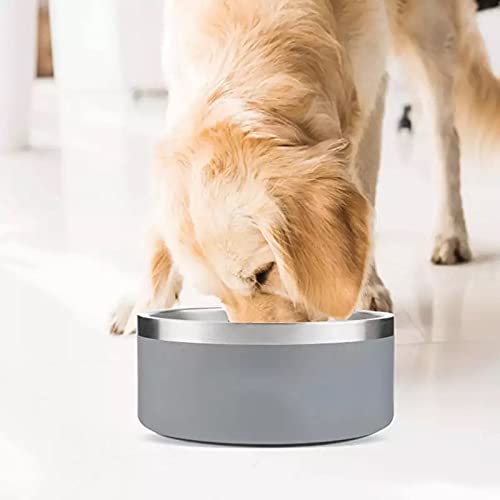 Gteller 32oz 64oz Stainless Steel Double Wall Dog Bowls,BPA Free Non-Slip Pet Dishes,Cat Food&Water Bowl with Rubber Base(64oz,