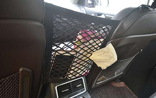 Kaungka Universal 2 Layer Car Seat Net Storage Mesh Organizer Stretchy Fine Cargo Net Hook Pouch Holder for Purse Bag Phone Pets