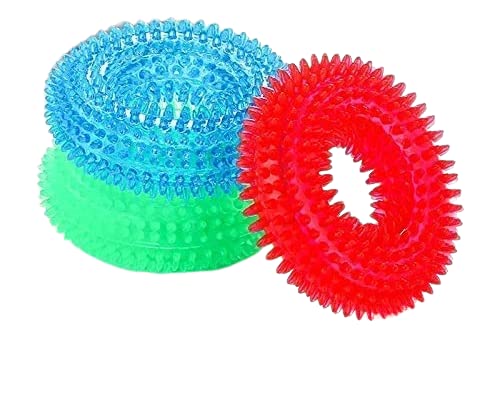 Rvpaws Durable Pet Puppy Dog Squeaky Chew Toys, Bite Resistant NonToxic Soft Natural Rubber Ring With Thread Pet Puppy Dog Sque
