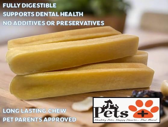 Pets Plus Himalayan Yak Chews for Dogs - 6 Inch, Medium Size, 8oz, 3-Pack - Long-Lasting Natural Dog Chews, Grain-Free, Odorless