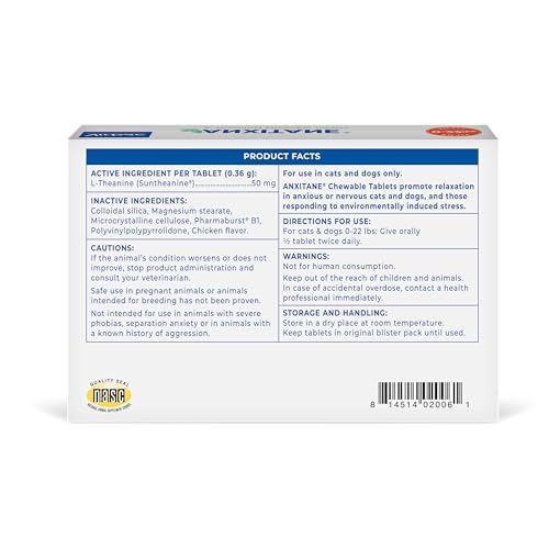 Virbac Anxitane Chewable Tablets for Small Dogs & Cats 22 & Less lb 30 Count