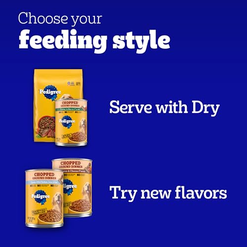 Pedigree Chopped Ground Dinner Wet Dog Food Chicken & Beef Variety Pack, 13.2 oz. Cans (12 Count, Pack of 1)