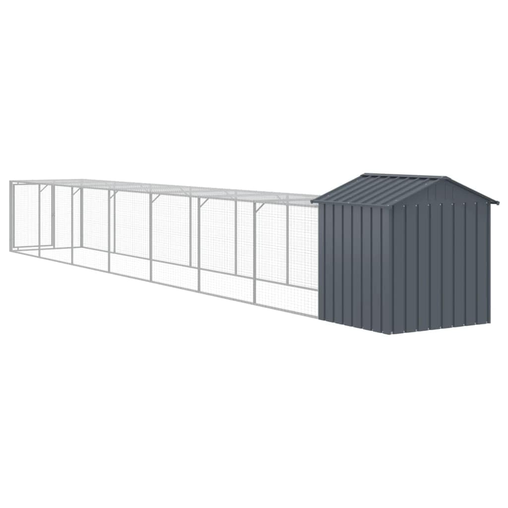 vidaXL Chicken Cage with Corral Galvanized Steel Grey 117x814x123 cm