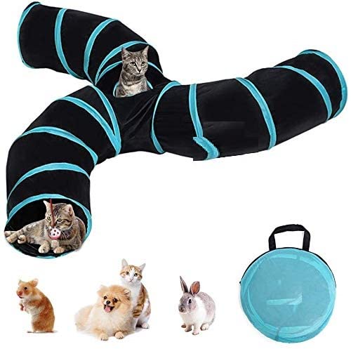 Kittupet Rabbit Tunnel Toy, Collapsible 3 Way,Cat Toys, Collapsible Longer Tunnel Tube, 3 Way Tunnels Cat Play Tent Interactive 