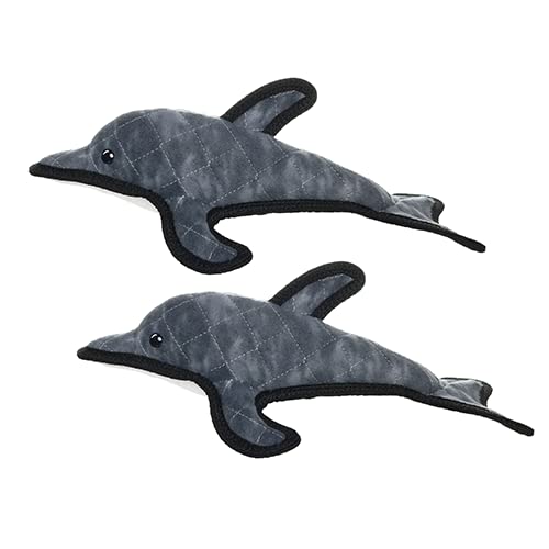 TUFFY - 2 Pack Original : Dolphin : : Ultra Durable Plush Toy with Multiple Layers & Reinforced Seams, Washable and Floats, Orig