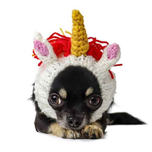 Zoo Snoods Unicorn Costume for Dogs, Medium - Warm No Flap Ear Wrap Hood for Pets, Dog Outfit for Winters, Halloween, Christmas