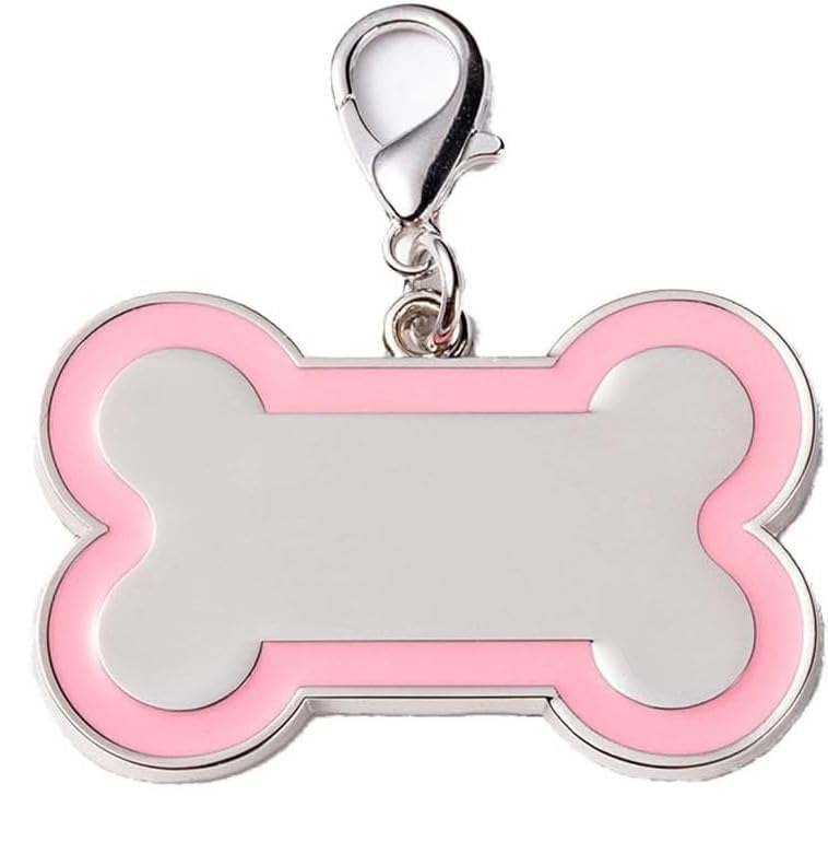 COOLLIANT Personalized Dog ID Tags - Bone-Shaped-Large Pink Laser Engraved Name Tags for Large Dogs