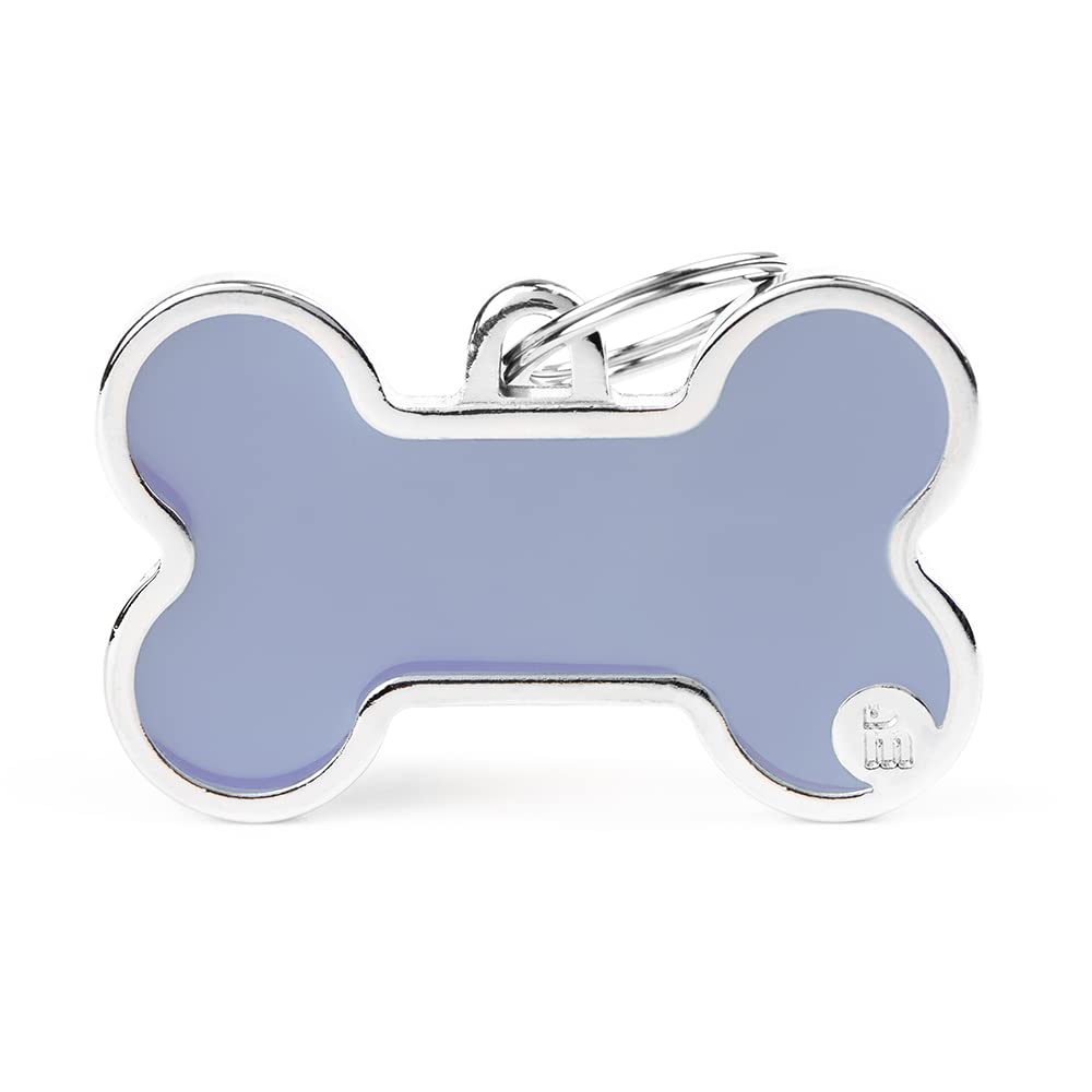 Myfamily Made In Italy Personalized Dog Id Tag, Xl Lilac Bone, Free Engraving, Hand Enamelled In Metal, Basic Handmade Collectio