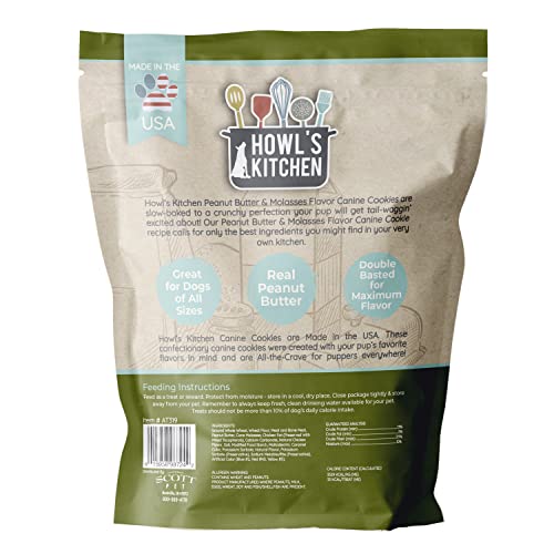 Howls Kitchen Dog Treats, Canine Cookies, Peanut Butter and Molasses