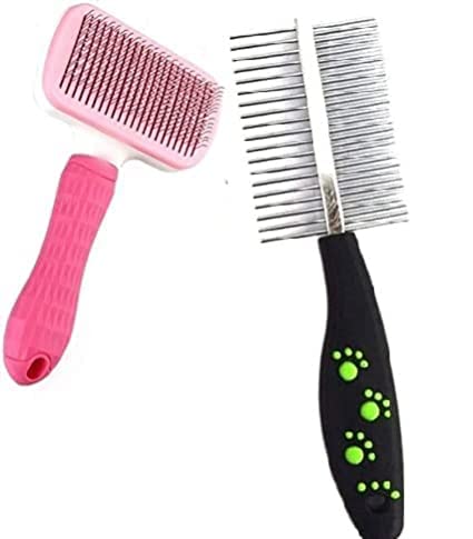 Pet Guard Combo Of Slicker Pet Grooming Brush For Dogs & Cats For Dogs (Buy 1 Get 1 Free) With 1 Free Flea Comb Grooming Brush