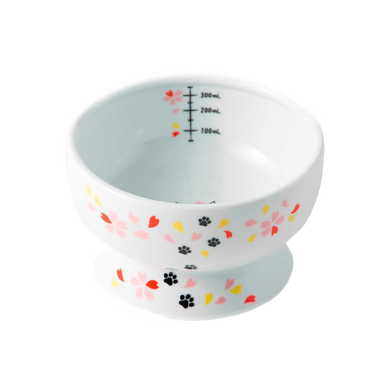 Necoichi Raised Cat Water Bowl, Elevated, with Measurement Lines, Dishwasher and Microwave Safe, No.1 Seller in Japan! (Cherry B