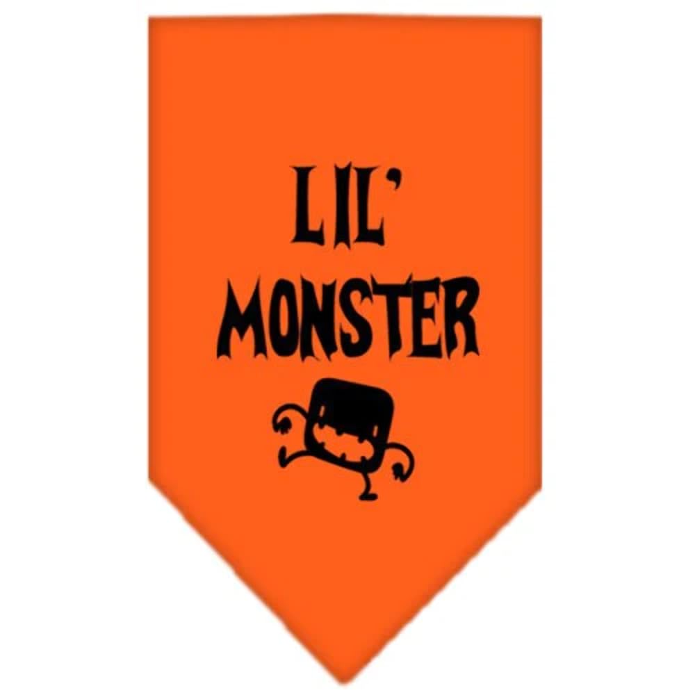 Halloween Pet and Dog Bandana Screen Printed, &quot;Lil Monster&quot; Emerald Green Large