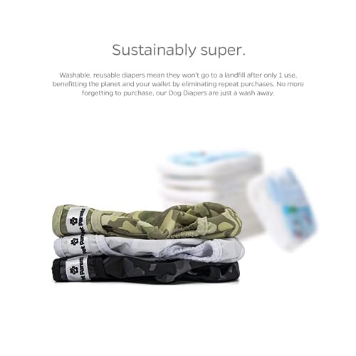 Pet Parents Washable Dog Diapers (3Pack) + Extendrs Of Durable Doggie Diapers, Premium Dog Diapers Female & Male (X-Large, Camo)