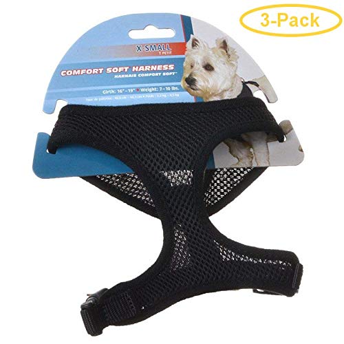 Coastal Pet Comfort Soft Adjustable Harness - Black Small - 5/8'' Width (Girth Size 19''-23'') - Pack Of 3