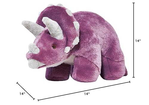 Fluff & Tuff Charlie Triceratops Plush Dog Toy - Large 14" - Soft Plush Material
