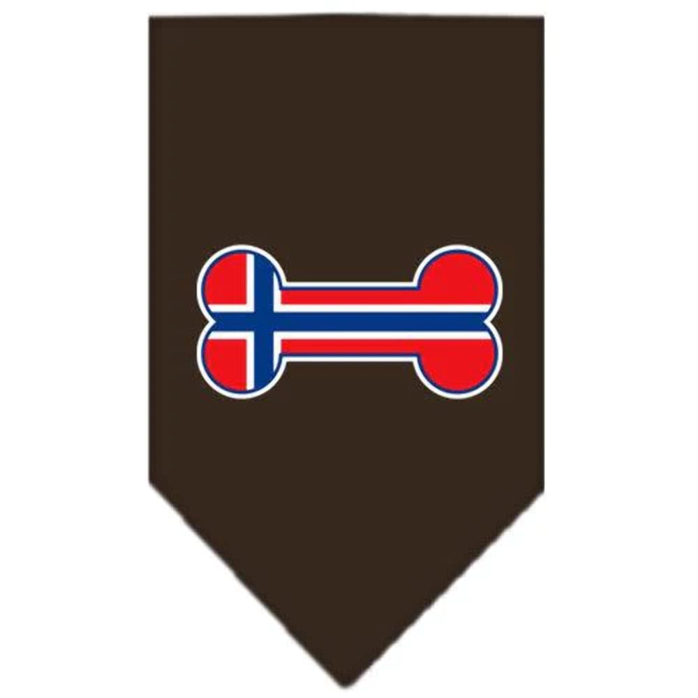 Pet and Dog Bandana Screen Printed, &quot;Bone Shaped Norway Flag&quot; Red Small