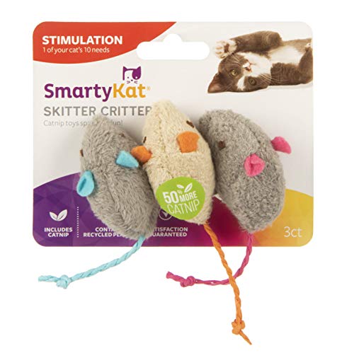 Smartykat Skitter Critters Cat Toy Catnip Mice 3/Pkg
