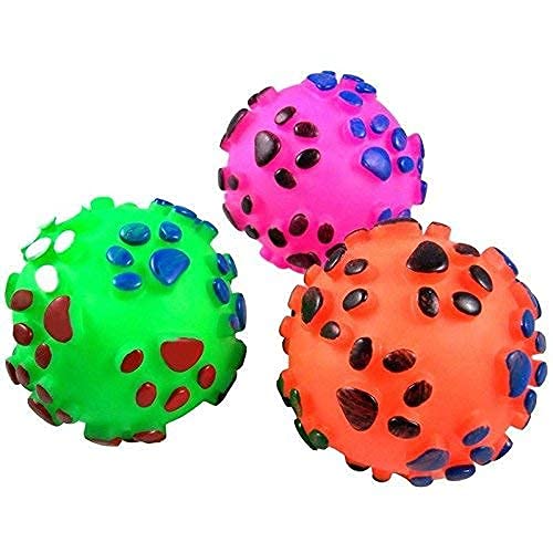 Dog Trust Paw Print Ball Toy Sound Squeaky Squeaker Dog Cat Chew Interactive Ball Squeak Playing Toy(1pcs) Large