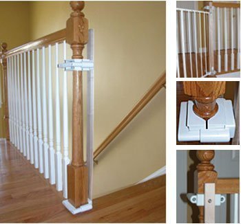 Safety Innovations No Hole Stairway Baby Gate Mounting Kit - Fits Posts From 2 3/4 Inches To 3 1/2 Inches Wide With Square Or Round Tops - No Adhesives On Or Screws In Your Posts, (1-Pack)