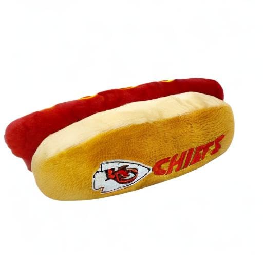 Pets First NFL Kansas City Chiefs HOT Dog Plush Dog & CAT Squeak Toy - Cutest HOT-Dog Snack Plush Toy for Dogs & Cats with Inner