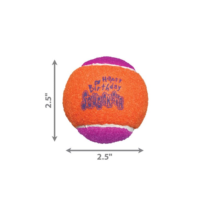 Kong - Squeakair® Birthday Balls - Dog Toy Premium Squeak Tennis Balls, Gentle On Teeth - For Medium Dogs (3 Pack)