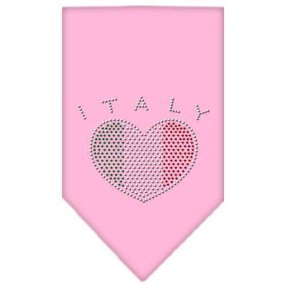 Pet and Dog Bandana Rhinestone, Italy Heart Bright Pink Large