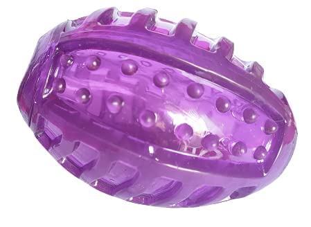 RvPaws Durable Natural Rubber Hard Spiked Rugby Ball Toy Ideal for Playing and Chewing Medium and Small Dogs  Pack of 1 (Color 